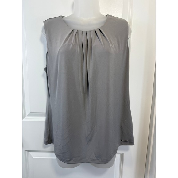 LOT Calvin Klein Womens XL Sleeveless Pleated Blouse Top Shirt Career Workwear - Picture 3 of 14